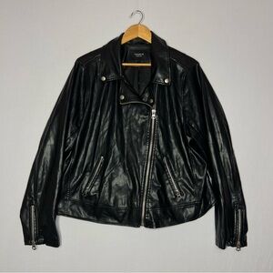 Torrid Black Faux Leather Moto Jacket Plus Size 3 Cropped Biker Full Zip